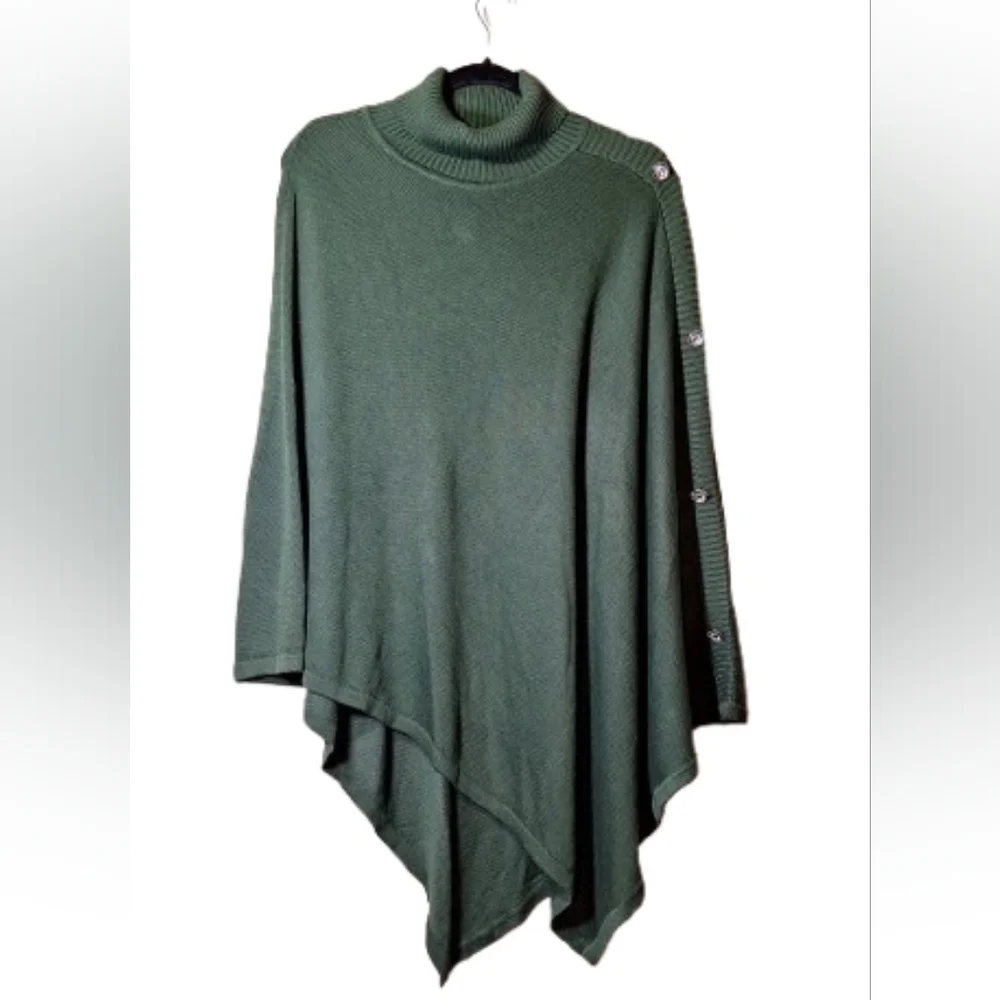 NWOT Colleen Lopez Turtleneck Poncho Sweater - Picture 4 of 6